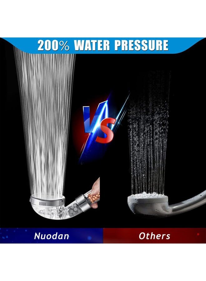 Nuodan Filtered Handheld Shower Head - High Pressure 3 Spray Setting Showerhead Filter For Hard Water - For Dry Skin & Hair - Image 2