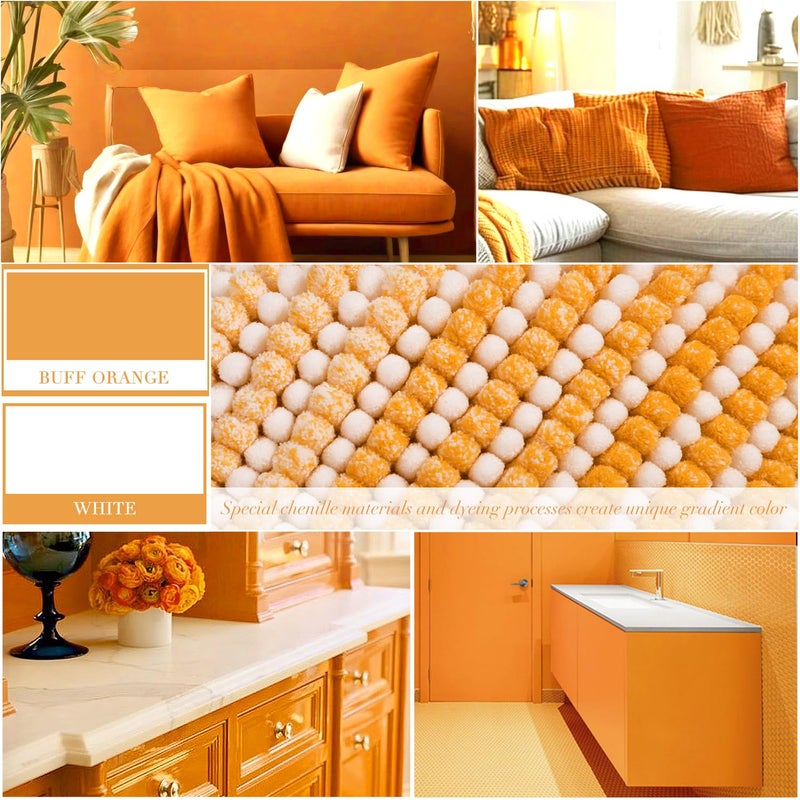 BSICPRO Bathroom Rugs and Mats Sets, 2 Piece Thick Absorbent Chenille Non Slip, Soft Shaggy Floor Mats, Machine Washable (Buff Orange, 20" x 47" Plus 16" x 24") - Image 3