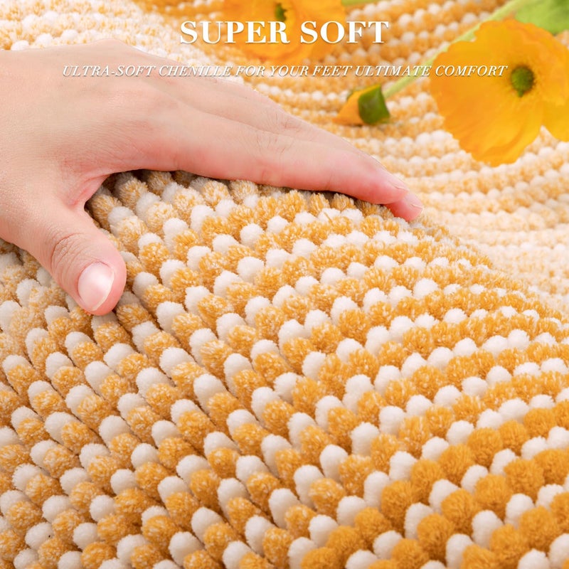 BSICPRO Bathroom Rugs and Mats Sets, 2 Piece Thick Absorbent Chenille Non Slip, Soft Shaggy Floor Mats, Machine Washable (Buff Orange, 20" x 47" Plus 16" x 24") - Image 2