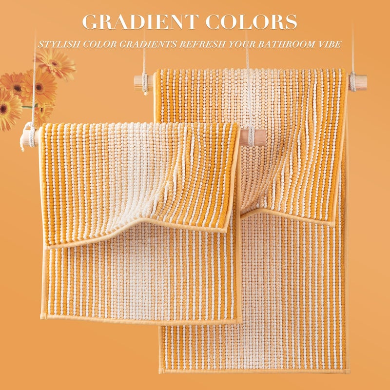 BSICPRO Bathroom Rugs and Mats Sets, 2 Piece Thick Absorbent Chenille Non Slip, Soft Shaggy Floor Mats, Machine Washable (Buff Orange, 20" x 47" Plus 16" x 24") - Image 4