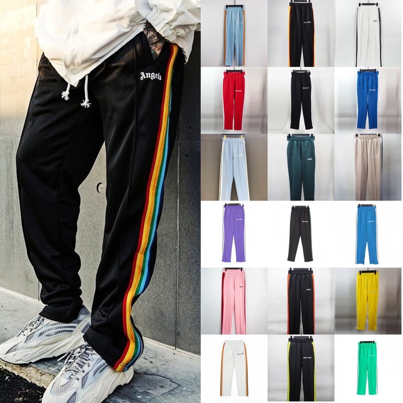 Pa Angel Fashion Brand Striped Rainbow Ribbon Shorts Men And Women Couple Fog High Street Palm Tree Loose Pants - Image 3