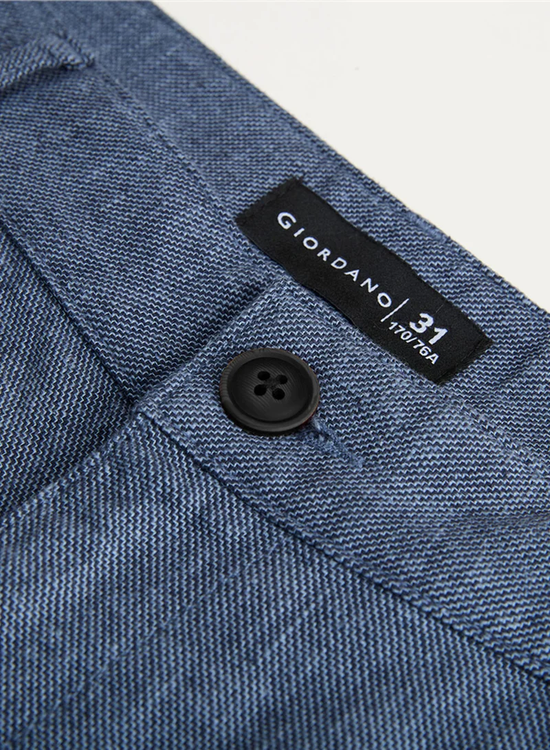 GIORDANO  Men’s Low Rise Slim Taper Linen Cotton Pants for Men | Best Price UAE