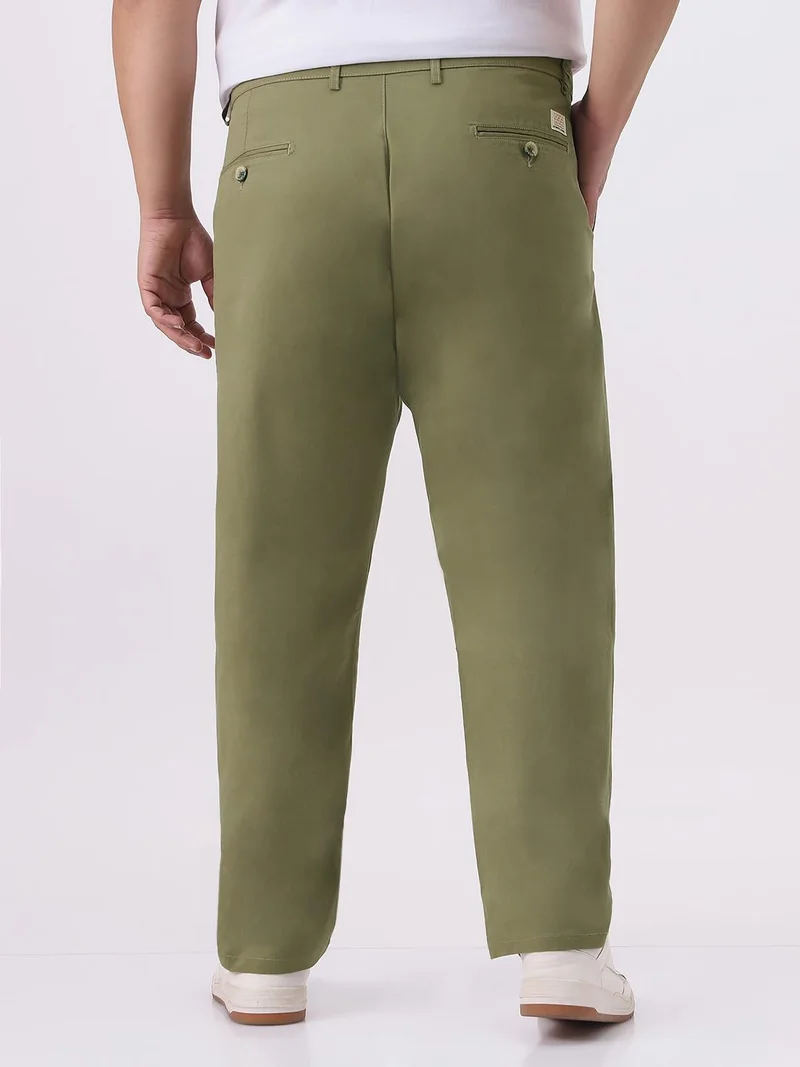 Urbano Fashion  Urbano Plus Men's Light Olive Cotton Regular Fit Casual Chinos Trousers Stretch for Men | Best Price UAE