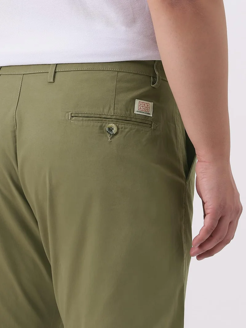 Urbano Fashion  Urbano Plus Men's Light Olive Cotton Regular Fit Casual Chinos Trousers Stretch for Men | Best Price UAE