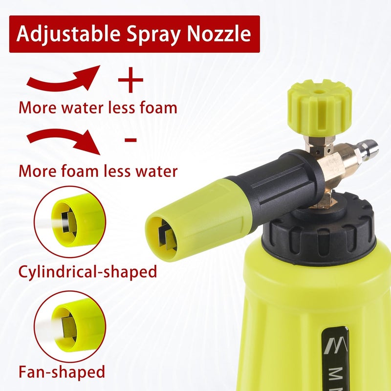 M MINGLE مسدس غسيل عالي الضغط من M MINGLE، ��شاش رغوة للثلج، قوة غسيل بضغط 4000 PSI، مجموعة رشاش رغوة لغسيل السيارات مع 5 رؤوس فوهات، سعة 1 لتر - Image 3