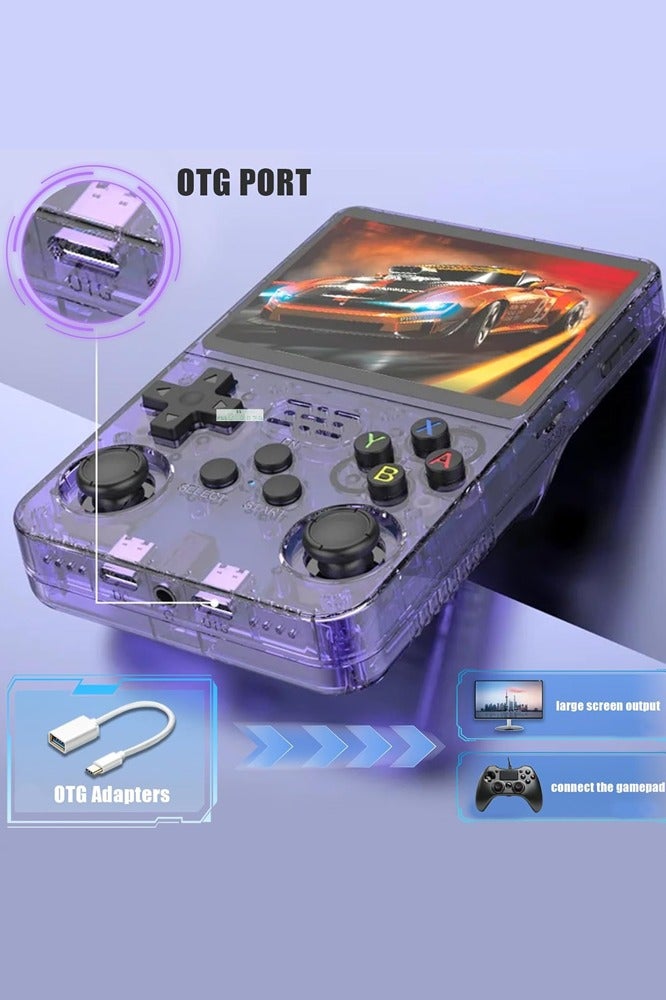 Joshberg 128G R36S Retro Handheld Game Console, 3.5 inch Gaming Console, Mini Retro Video Console, Dual 3D Joysticks, 11 Emulators, 15000+ Games with Dual 3D Joysticks for boys and girls,Transparent Purple - Image 5