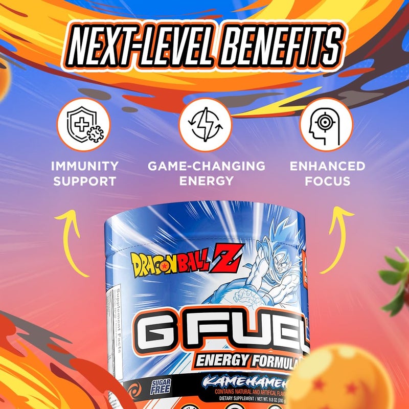 G Fuel Dragon Ball Z Energy Drink Powder, Pre Workout Caffeine Powder, Energy Powder Drink Mix for Gaming, Sugar Free Focus Amino, Vitamin + Antioxidants, 9.8oz (Strawberry Lychee, 40 Servings) - Image 3
