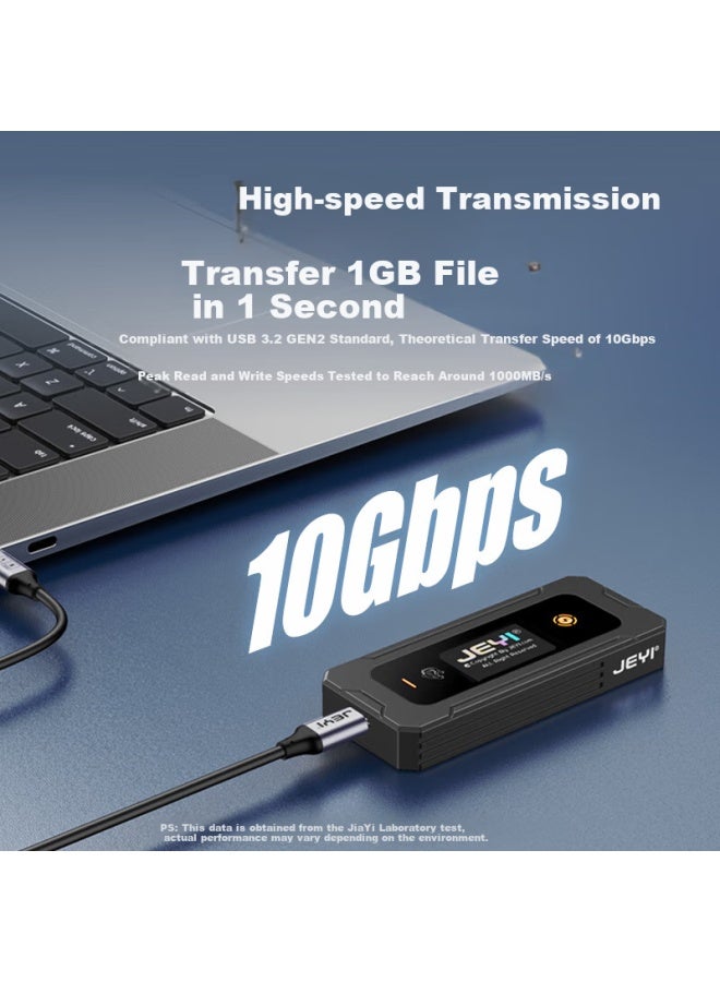 JEYI جيدي M.2 Nvme/Sata علبة محرك الحالة الصلبة مع شاشة ذكية نوع-C 3.2 10Gbps من الألمنيوم الكامل - Image 3