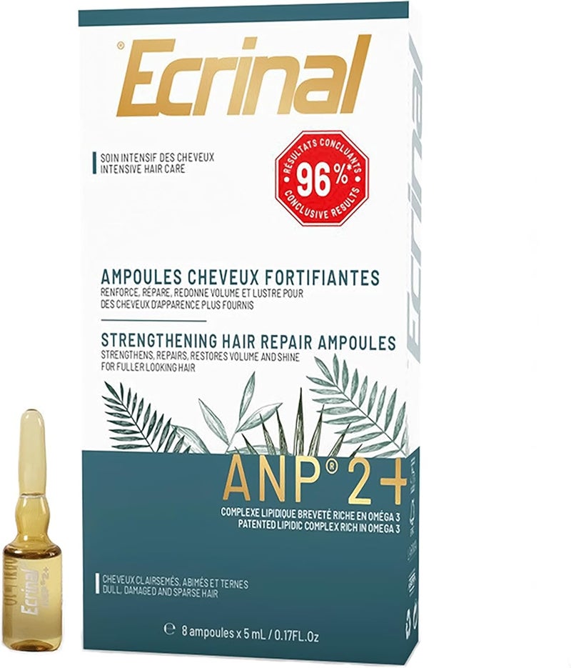 Ecrinal أمبولات إكرينال ANP 2+ لتقوية الشعر - 8 × 5 مل لمكافحة تساقط الشعر - Image 1
