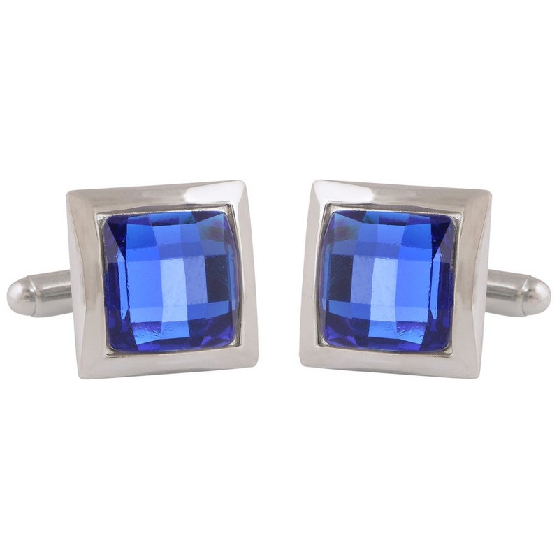 TRIPIN Cufflinks For Men Silver With Blue Diamond Crystal For Office Corporate Party French Cuff Shirts Shirt Suit Blazer In A Gift Box Tsbpzsil682 - Image 2