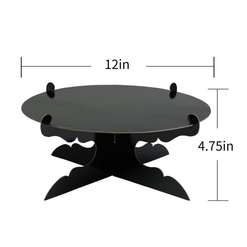 ROSYJUNE 12 inch One Tier Cardboard Cake Stand,Black Cupcake Stand for Birthday Wedding DIY Dessert Decoration - Image 2