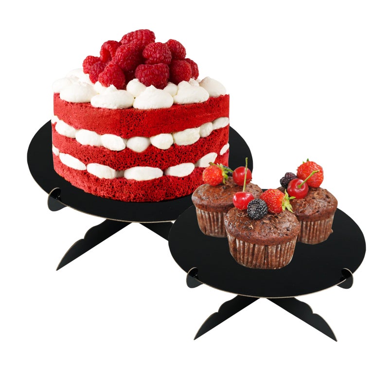 ROSYJUNE 12 inch One Tier Cardboard Cake Stand,Black Cupcake Stand for Birthday Wedding DIY Dessert Decoration - Image 5