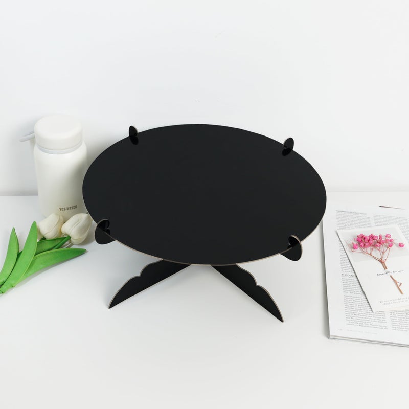 ROSYJUNE 12 inch One Tier Cardboard Cake Stand,Black Cupcake Stand for Birthday Wedding DIY Dessert Decoration - Image 4