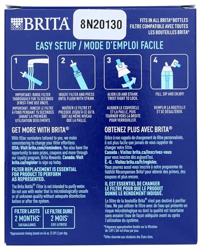 Brita Water Bottle Replacement Filters BPAFree Replaces 1800 Plastic Water Bottles a Year Lasts Two Months or 40 Gallons Includes 3 Filters - Image 3