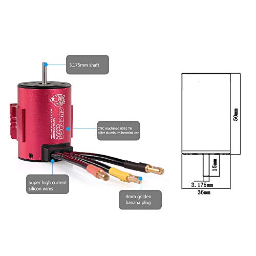 GoolRC Surpass Hobby 3650 Brushless Motor and ESC Combo, 3900KV Brushless Motor and 60A ESC for 1/10 Scale RC Car Truck Indispensable Accessory for Modification Enthusiasts - Image 4