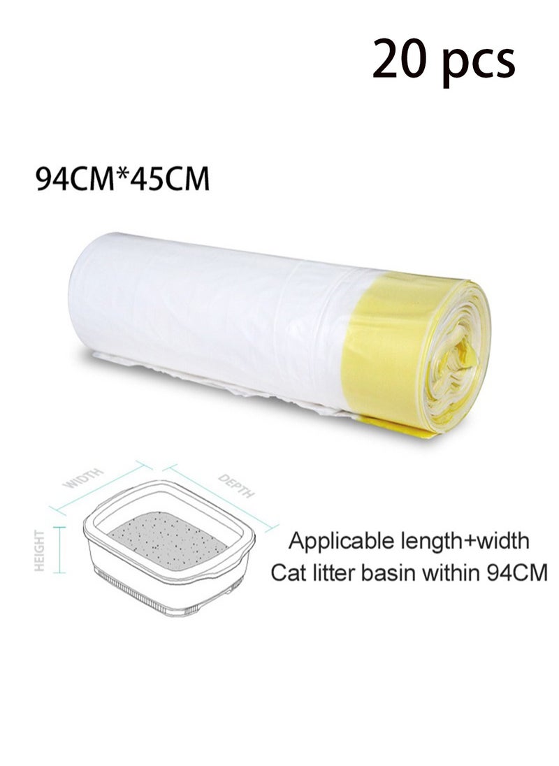 20 Pcs Cat Litter Basin Lined with Garbage Bag with Thickened Drawstring and White Continuous Roll Cat Litter Bag