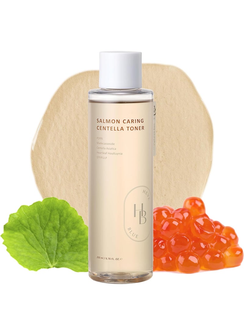 HEVEBLUE Salmon Caring Centella Toner  Salmon PDRN pH 55 Salmon Egg Extract Centella Madecassoside Restore and Rejuvenate Refine Skin Texture Low Irritation Korean Skincare KBeauty 