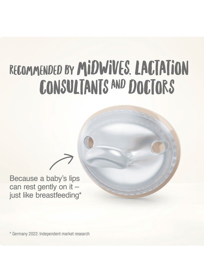 نوك لهّايات NUK | عبوتان من اللهايات | لهّايات سيليكون خالية من مادة BPA | لهّايات النوم المضادة للتفلطح | لعبة تسنين الأطفال | الأطفال من 0-9 سنوات | رمادي وبيج - Image 5