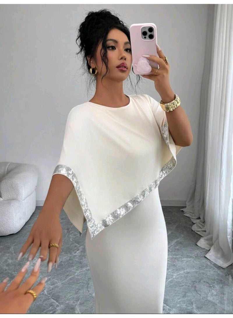 شي إن فستان أنيق وعصري بأكمام واسعة مزينة بالترتر وياقة دائرية من شي إن - Image 3
