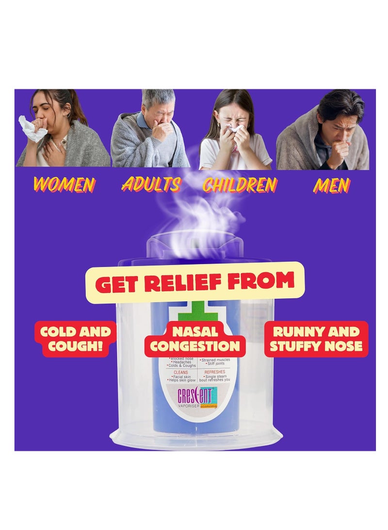 Crescent Steamer for Cold and Cough Vaporizer with Light Indicator| Facial Steamer| Steam Inhaler| Blue|Pack of 1 - Image 4