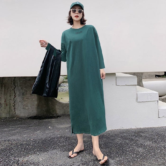 Short-Sleeved South Korea Internet Celebrity Lazy Man Maxi Dress Elegant Dress Loose Plus Size Women'S Long T-Shirt Home Clothes - Image 1