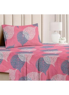 BSB HOME BSB HOME Premium Forever Modern Style Glace Cotton Floral Luxurious Beautiful Soft Comfort Designer Floral Pattern 1 Single Size Bed bedsheet and 1 Pillow Cover- Light Pink & Grey  - Image 2