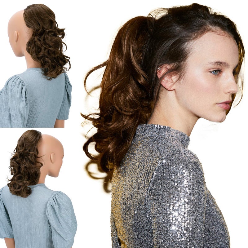 CAISHA 12 Hair Piece Braid Ponytail Extension Voluminous Wavy Brown PH204