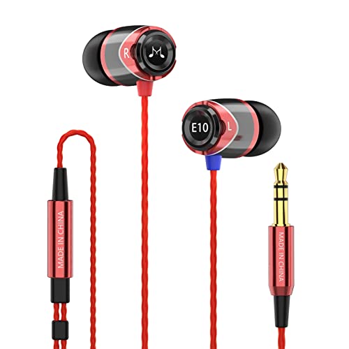 SoundMAGIC E10 Wired Earphones No Microphone HiFi Stereo Earbuds Noise Isolating in Ear Headphones Powerful Bass Tangle Free Cord Black Red - Image 1