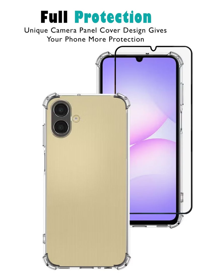 ولديك Samsung Galaxy A07 جراب نحيف مرن من TPU مع وسادة هوائية ممتصة للصدمات من السيليكون مع واقي شاشة زجاج مقوى حماية كاملة للاستخدام اليومي والهواتف المحمولة - Image 4