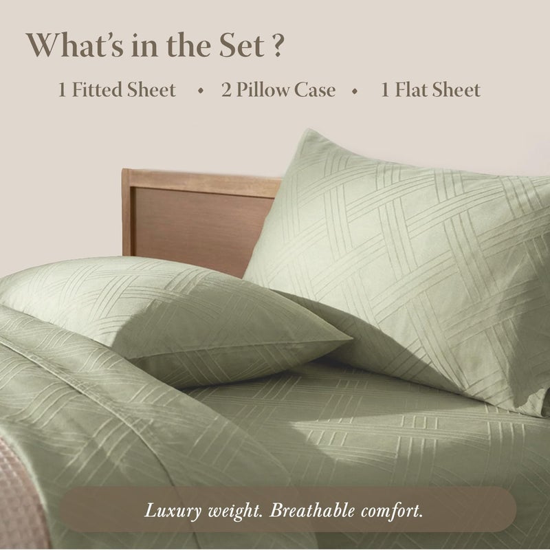 Threadmill King Size Sheets for King Mattress | 800 Thread Count Jacquard Celine Sage Green | Better Than Egyptian Cotton | 4 Pc Bed Sheets | Damask Sheet Fits 16'' Deep Pocket | 100% Cotton Sheets - Image 4