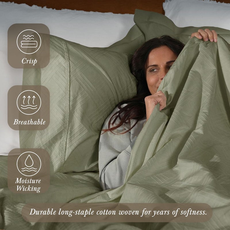 Threadmill King Size Sheets for King Mattress | 800 Thread Count Jacquard Celine Sage Green | Better Than Egyptian Cotton | 4 Pc Bed Sheets | Damask Sheet Fits 16'' Deep Pocket | 100% Cotton Sheets - Image 3