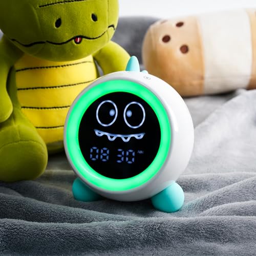 H-chin Kids Alarm Clock, Toddler Sleep Training Clock with Night Lights, Sound Machine, Time to Wake Dinosaur Alarm Clock for Children, Gift Ideas for Kids Toddler Boy Girl (Green) - Image 5