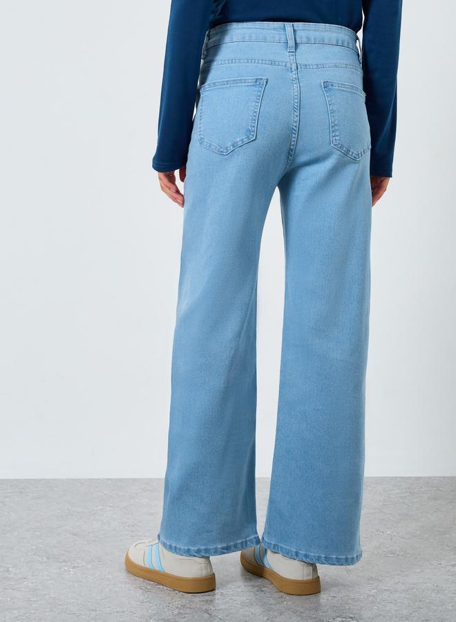 Styli High Rise Light Blue Straight Leg Jeans - Image 4