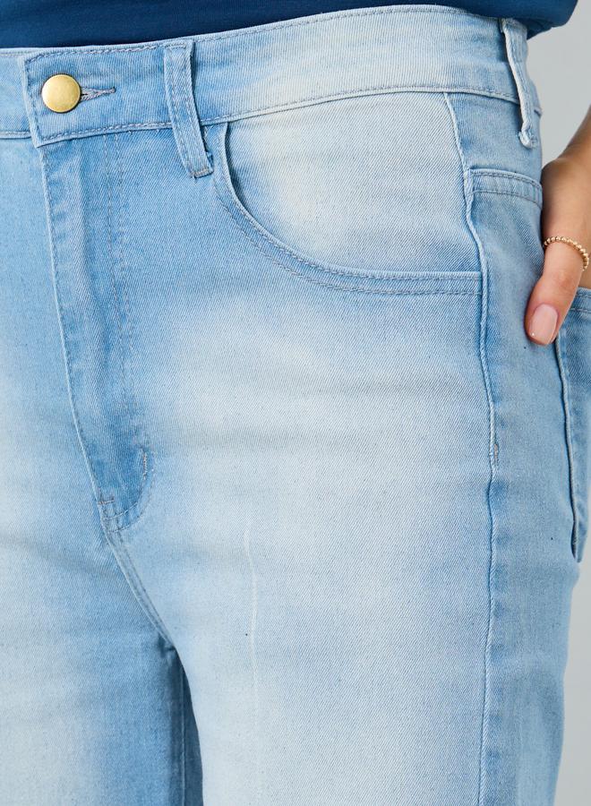 Styli High Rise Light Blue Straight Leg Jeans - Image 3