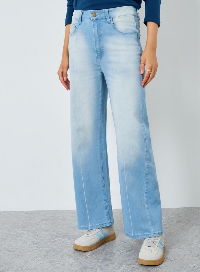 Styli High Rise Light Blue Straight Leg Jeans - Image 2