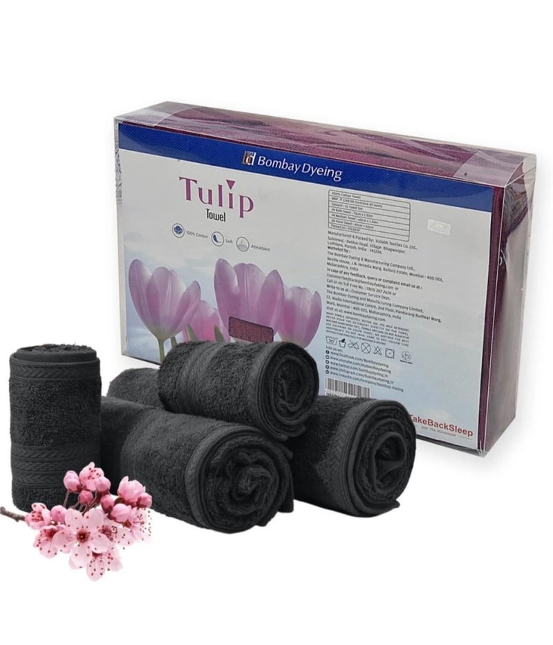 Bombay Dyeing Cotton Towel Set, 450 GSM Bath, Hand, Face Towel Set (Pack of 4) - Tulip R4 Grey - Image 3