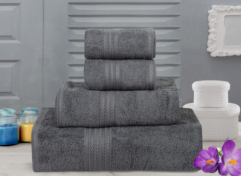 Bombay Dyeing Cotton Towel Set, 450 GSM Bath, Hand, Face Towel Set (Pack of 4) - Tulip R4 Grey - Image 1