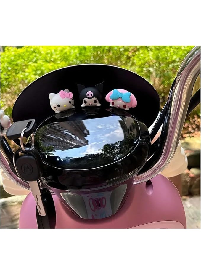 سانيرو ديكور لوحة قيادة سيارة كرتوني لطيف - 5 قطع زينة داخلية للسيارة مصنوعة من مادة البولي فينيل كلوريد للنساء والفتيات - إكسسوارات سيارات كاواي للمكتب، الغرفة، مرآة الرؤية الخلفية، ديكور هدايا - Image 3