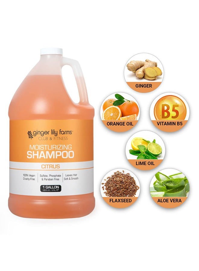 ginger lily farms Club & Fitness Moisturizing Shampoo for All Hair Types, 100% Vegan & Cruelty-Free, Citrus Scent, 1 Gallon (128 fl oz) Refill - Image 5