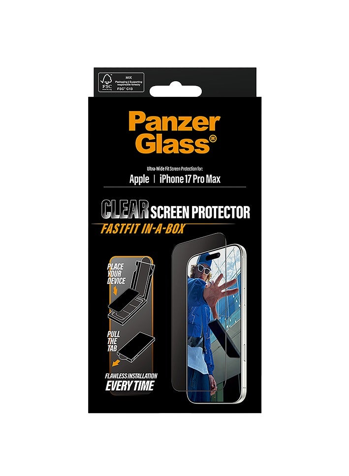 PanzerGlass Screen Protector Black Frame Ultra-Wide Fit iPhone 17 Pro Max - Clear - Image 4
