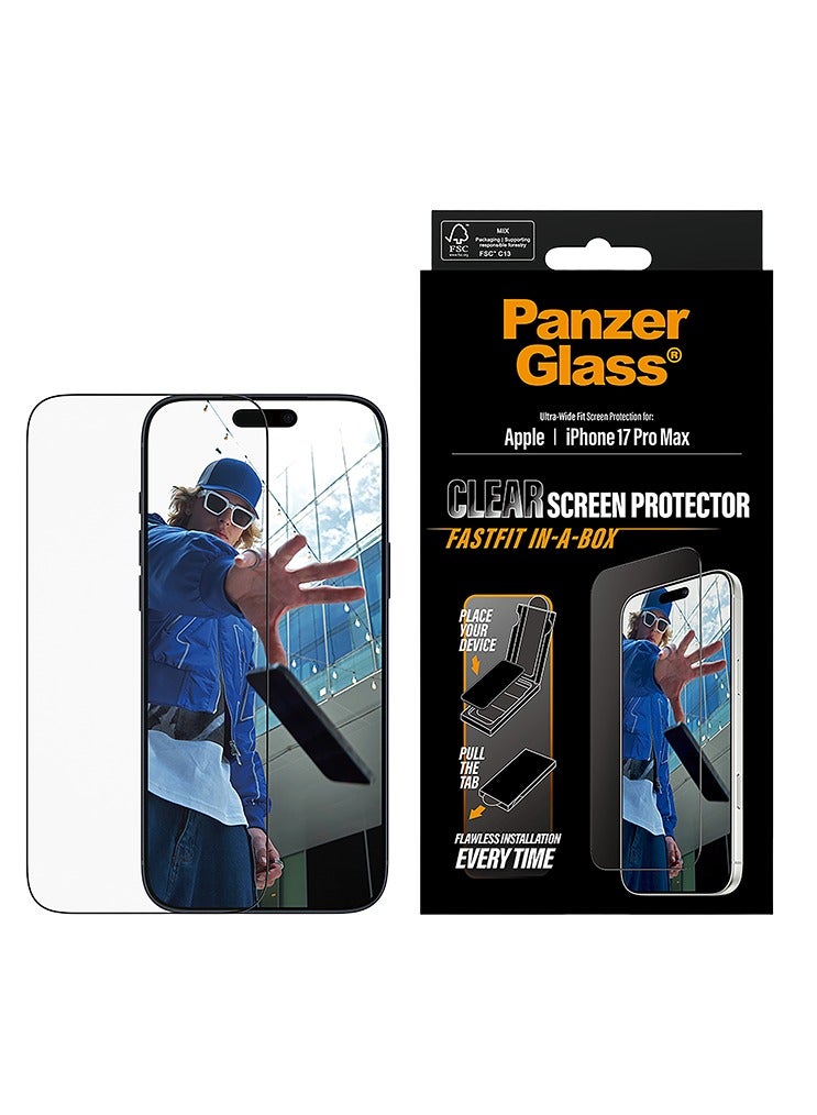 PanzerGlass Screen Protector Black Frame Ultra-Wide Fit iPhone 17 Pro Max - Clear - Image 1