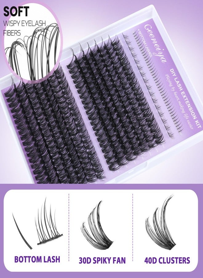 Geeneiya Bottom Lash Extension Kit Natural Cluster Eyelash Extension Kit DIY D Curl Lash Clusters Kit with Lash Bond and Seal Glue, Lash Applicator for Self Application at Home (30D+40D+BOTTOM) - Image 3