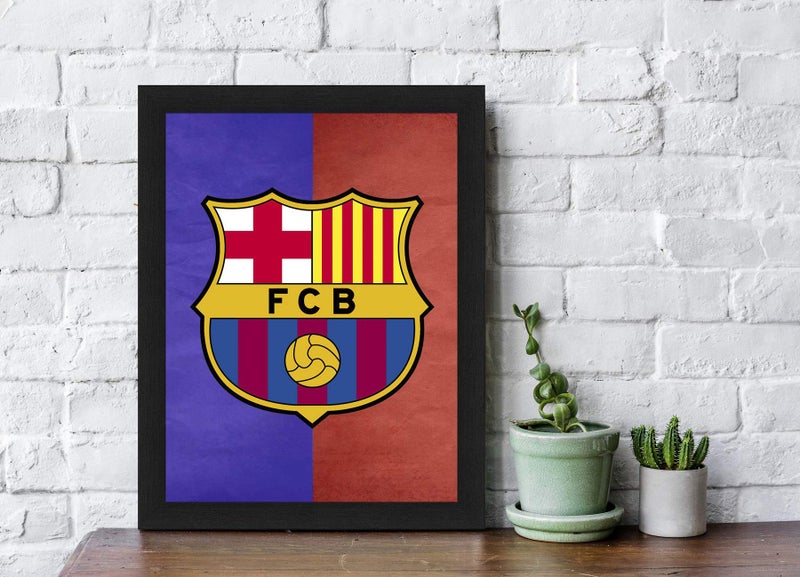 Interio Crafts FC Barcelona Logo Wall Art, Team Crest Print with Blue and Red Background, Black Frame(13 X 10 inch, Multicolour, Sports) - Image 1