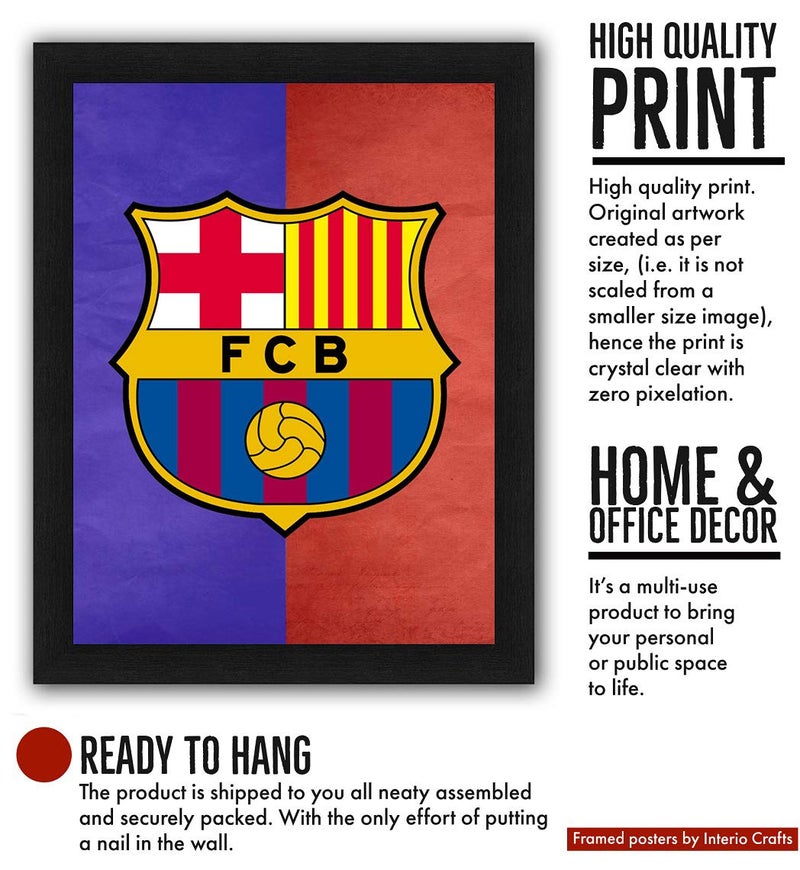 Interio Crafts FC Barcelona Logo Wall Art, Team Crest Print with Blue and Red Background, Black Frame(13 X 10 inch, Multicolour, Sports) - Image 3