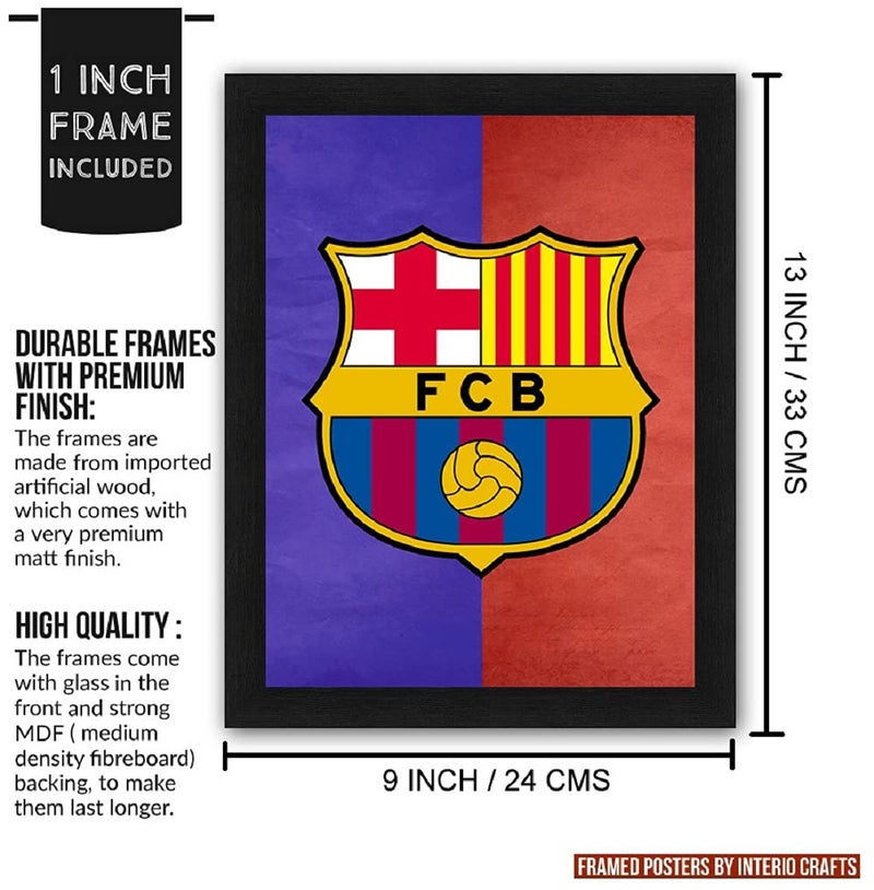Interio Crafts FC Barcelona Logo Wall Art, Team Crest Print with Blue and Red Background, Black Frame(13 X 10 inch, Multicolour, Sports) - Image 4
