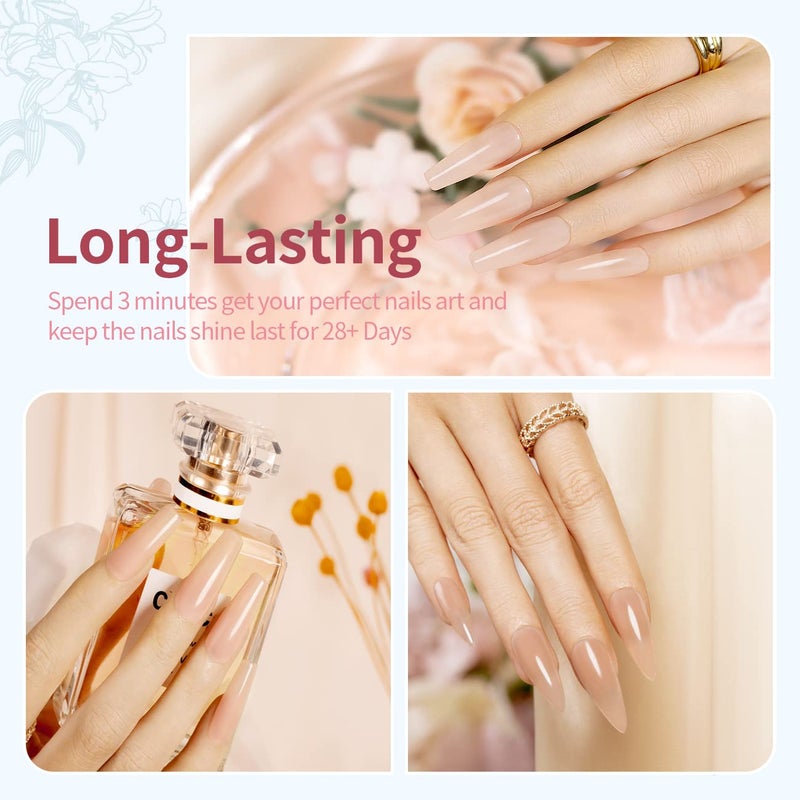 RARJSM Icy Jelly Gel Nail Polish Set of 6 Translucent Colors,Sheer Rose Nude Skintone Gelpolish LED UV Gel Clear Milky Light Pink Red Brown French Manicure Curing Requires 7.5ml DIY Home Nail Salon - Image 4