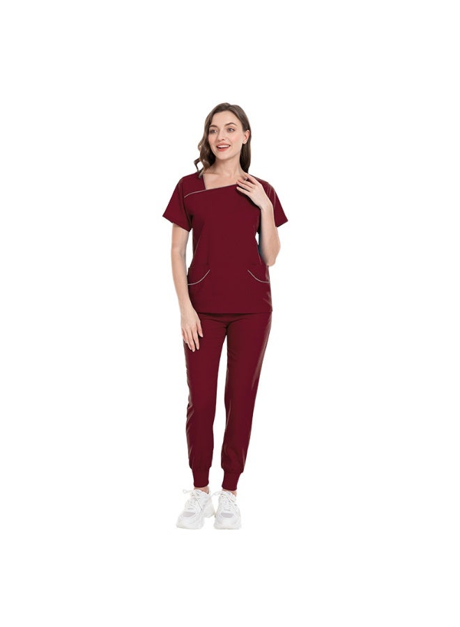 NIBEMINENT Women Nurse Scrubs Set Beauty Salon Nurse Uniform Hospital Salon Clinic Working Health Care Services Suits - Image 1