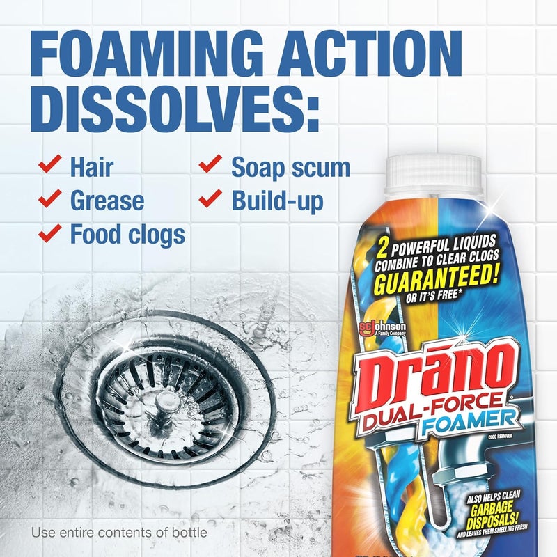 Drano Dual-Force Foamer Clog Remover, 17 oz (Pack of 5) - Image 3