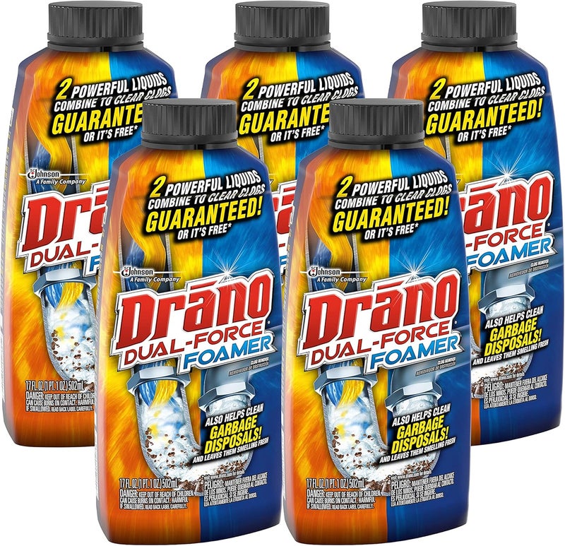 Drano Dual-Force Foamer Clog Remover, 17 oz (Pack of 5) - Image 1