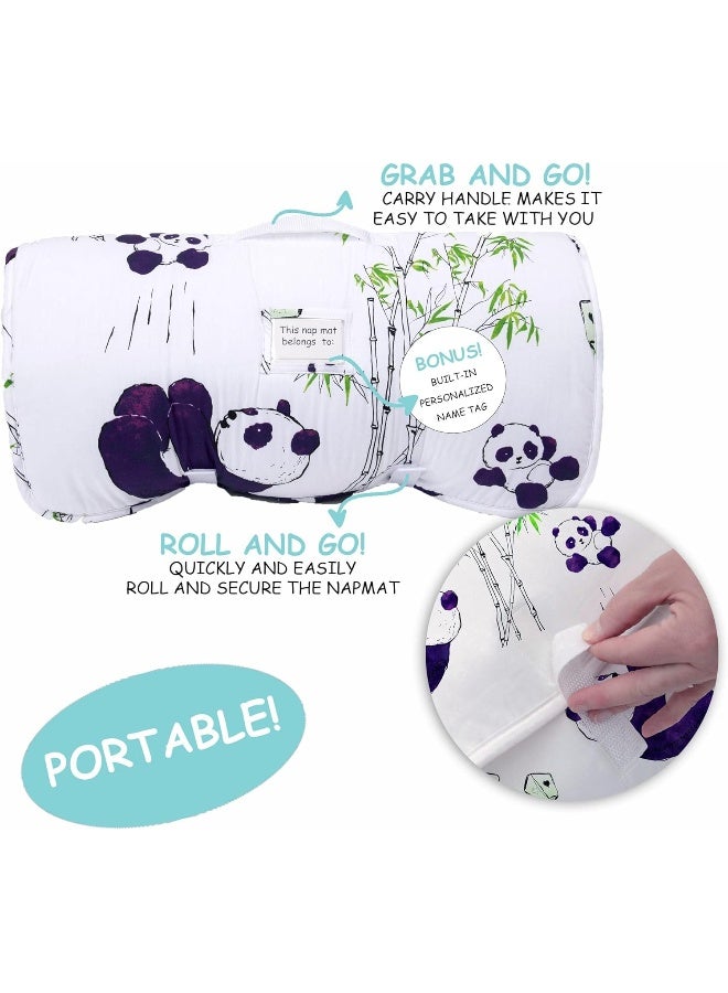 JumpOff Jo Toddler Nap Mat - Sleeping Bag for Preschool and Daycare – Playful Pandas – 43 x 21 Inches - Image 3